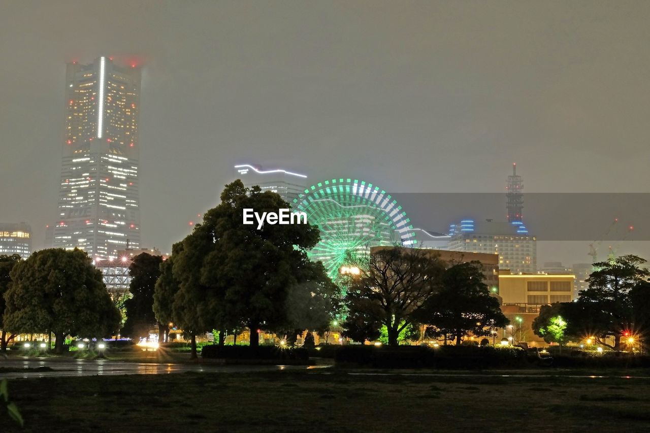 Illuminated city at night