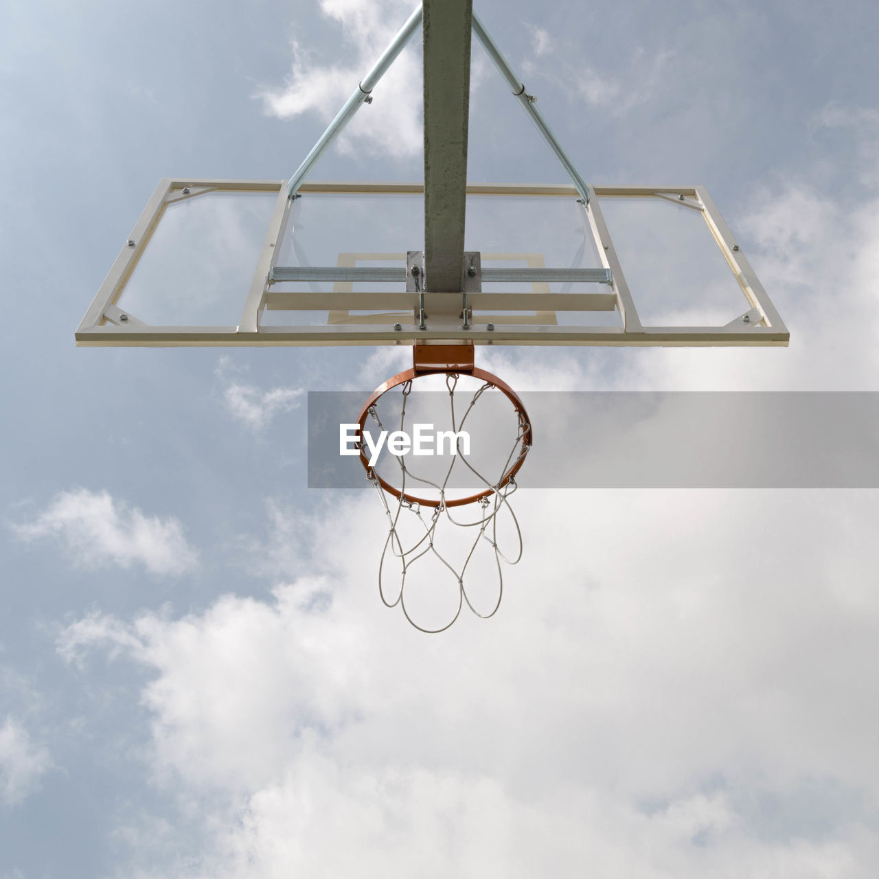 Low angle view of basketball hoop against sky