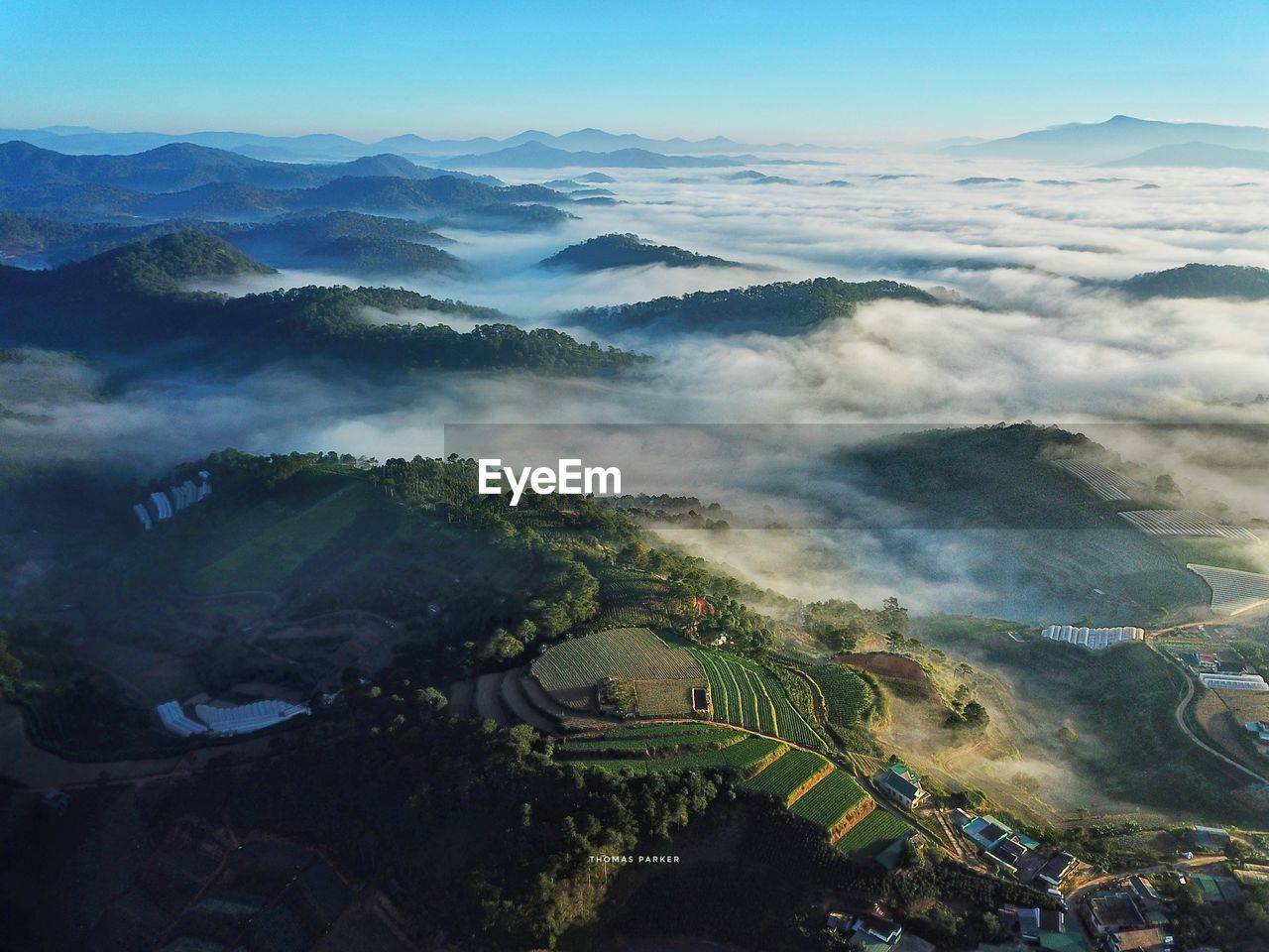 High angle view of landscape against sky