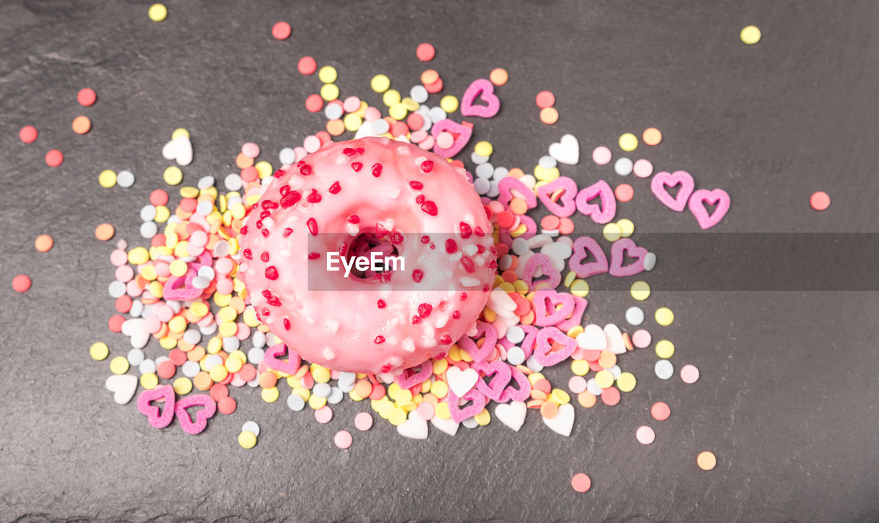 Close-up of donut with sprinkles