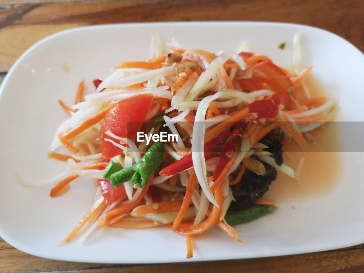 Close-up of salad in plate on table