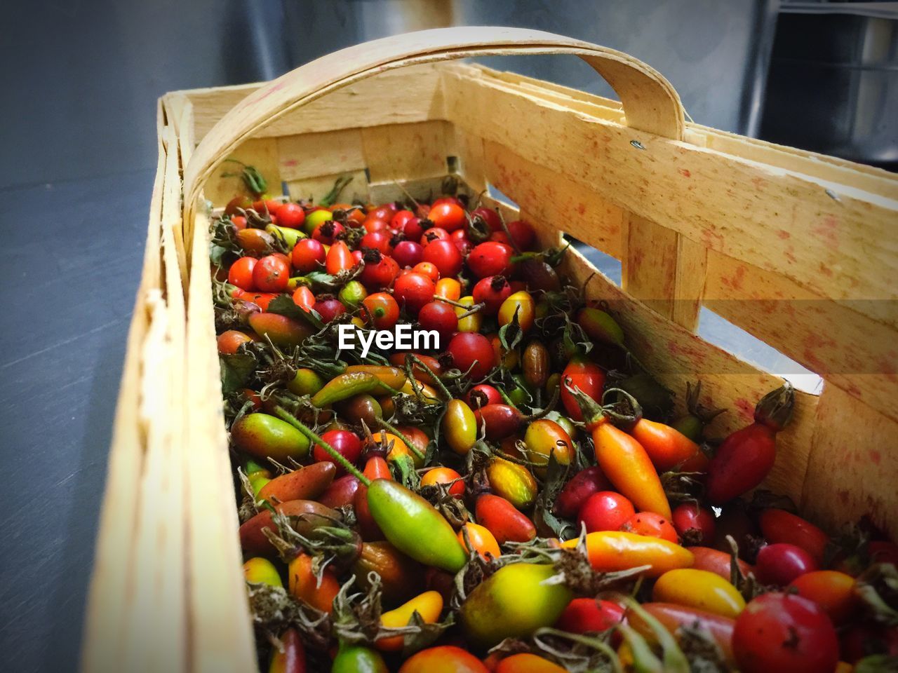 Rose hips in basket