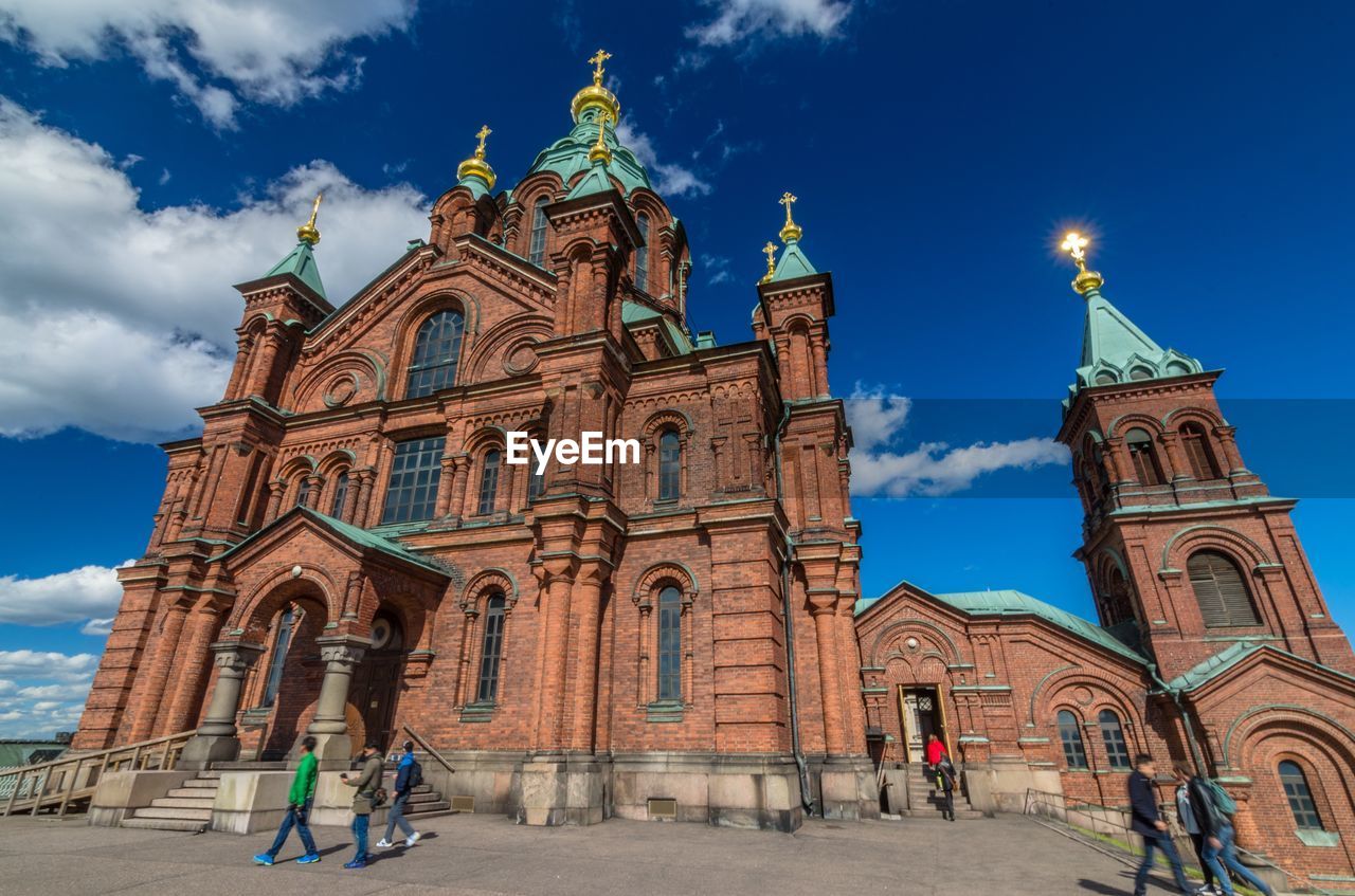 Low angle view of uspenski cathedral against sky in city