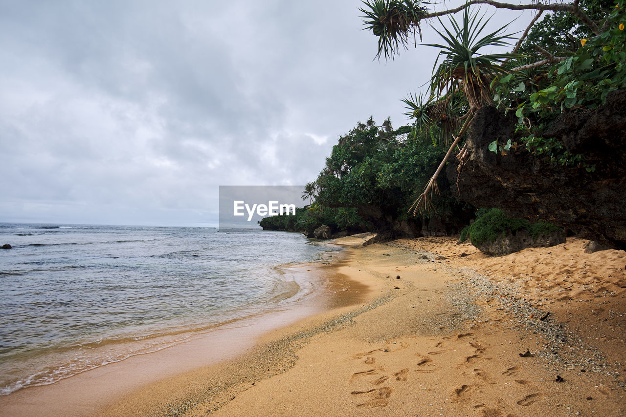 Scenic view of beach against sky