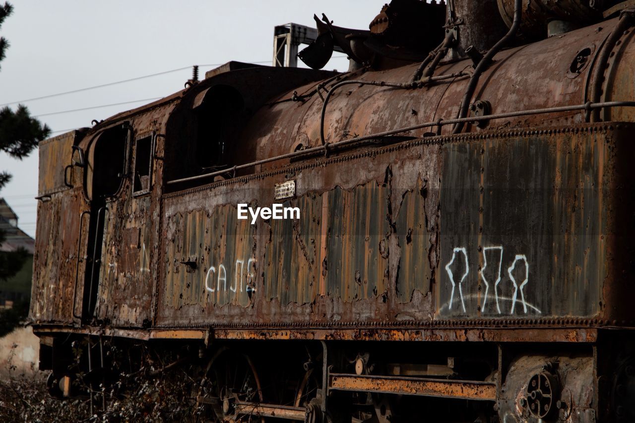 Abandoned train on railroad track