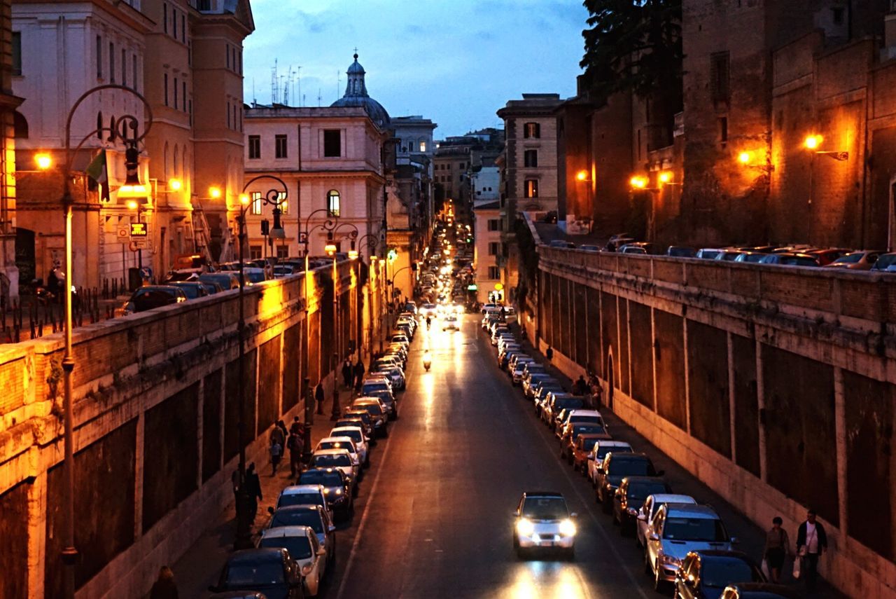 View of city street at night