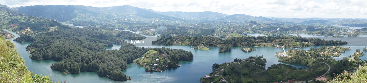 Panoramic view of sea and mountains