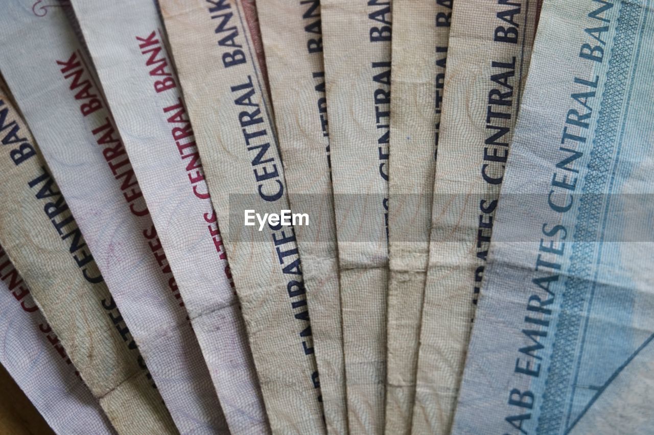 Full frame shot of fanned paper currencies