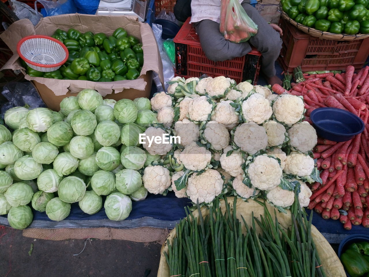 High angle view of vegetables for sale