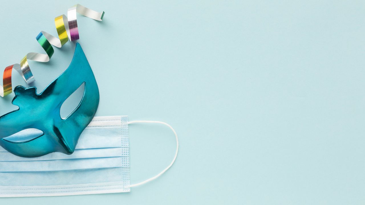 high angle view of dental equipment against blue background