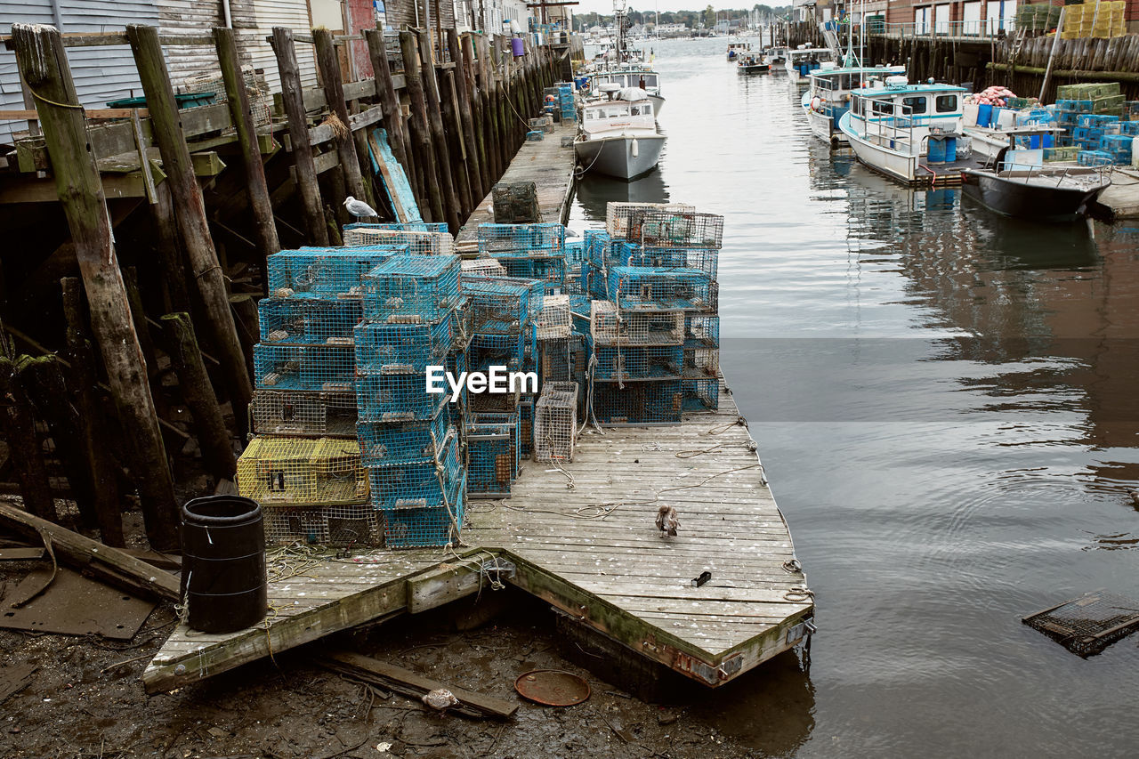 Commercial fishing wharf in the old port harbor district of portland, maine