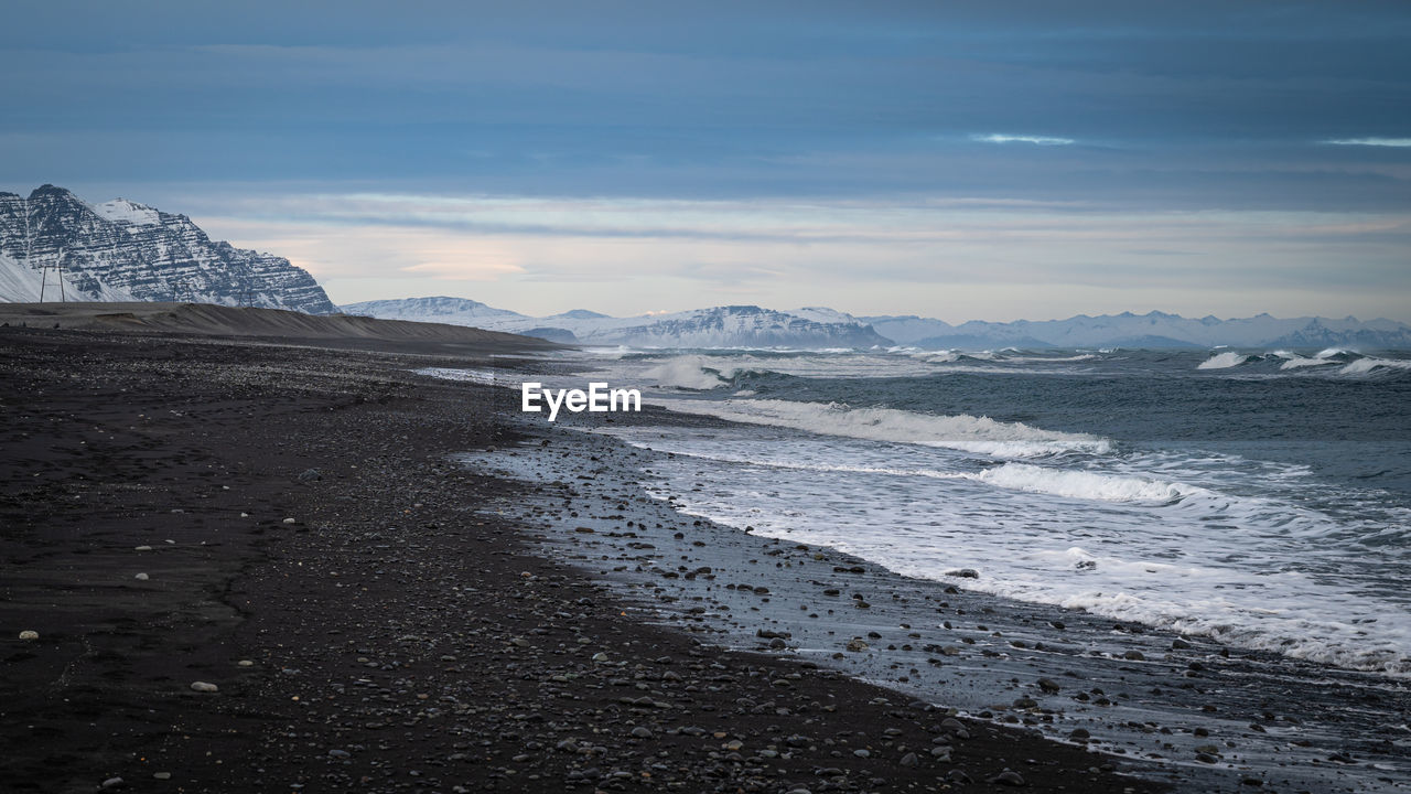 Black sand beach in south iceland