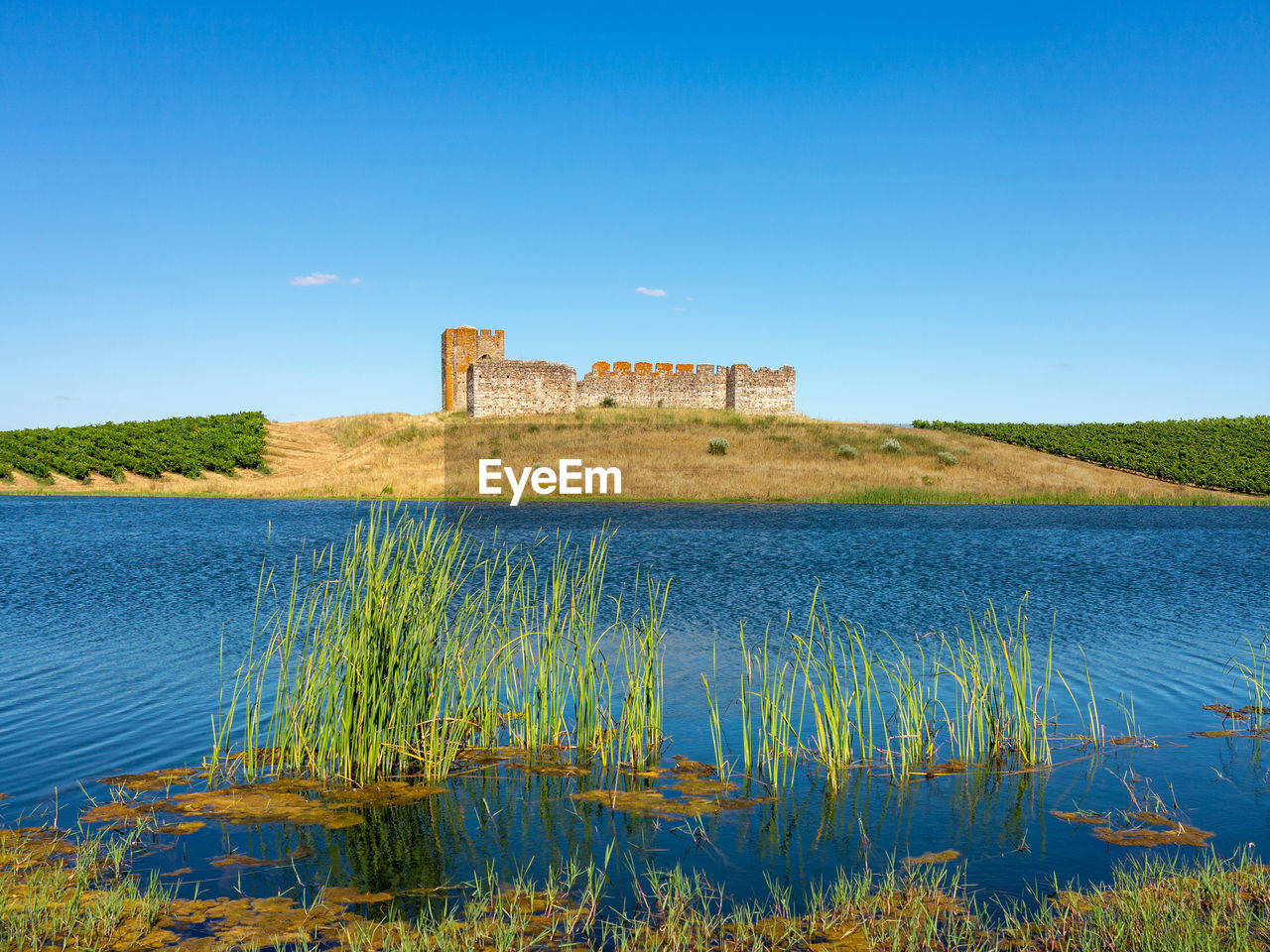 SCENIC VIEW OF BLUE LAKE AGAINST CLEAR SKY