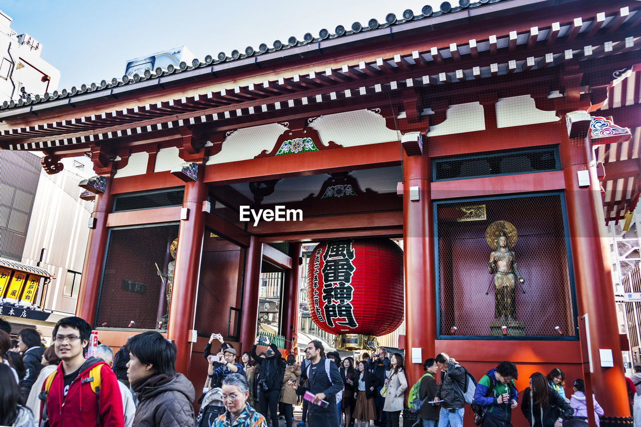 Crowd outside temple