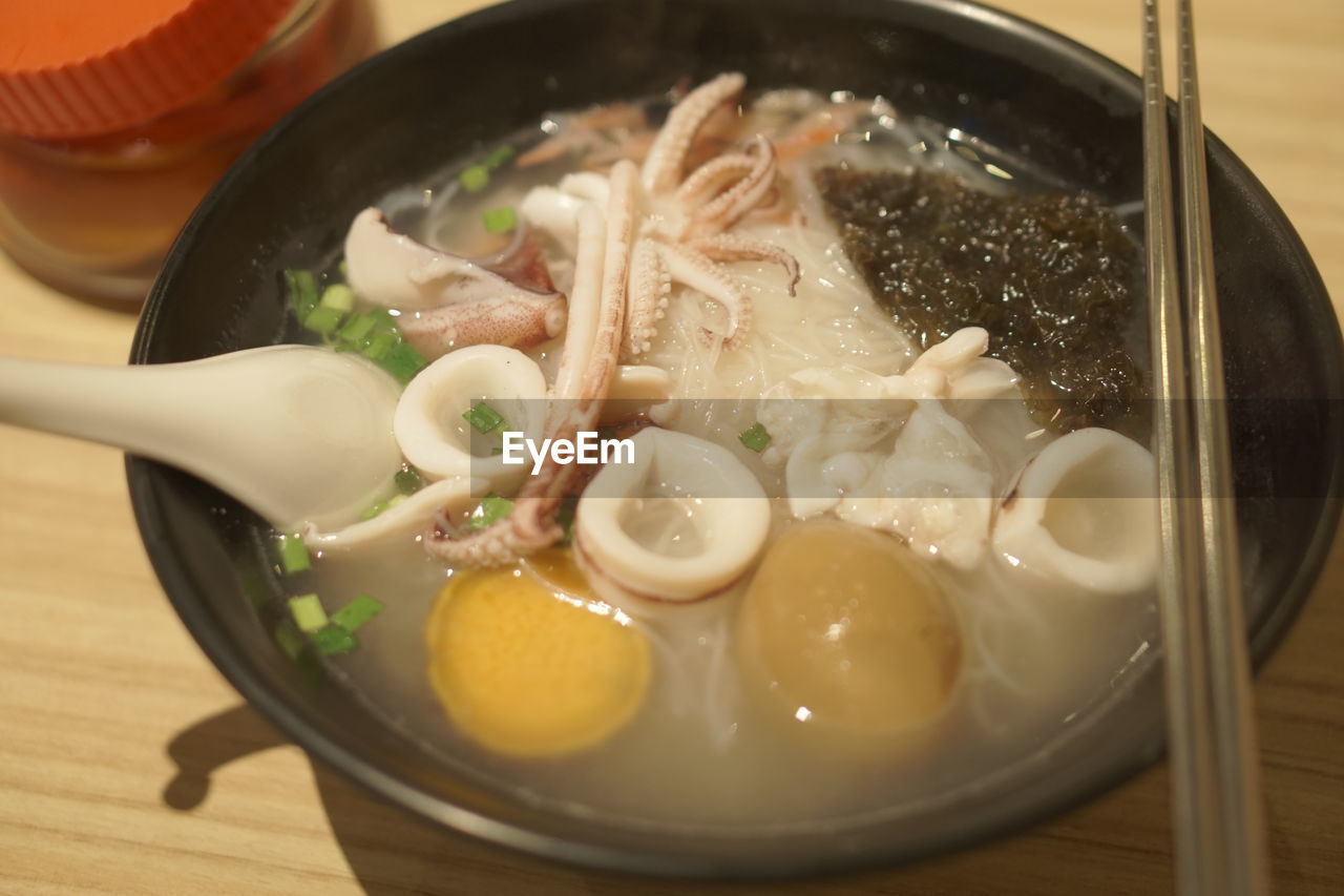 Close-up of soup in bowl