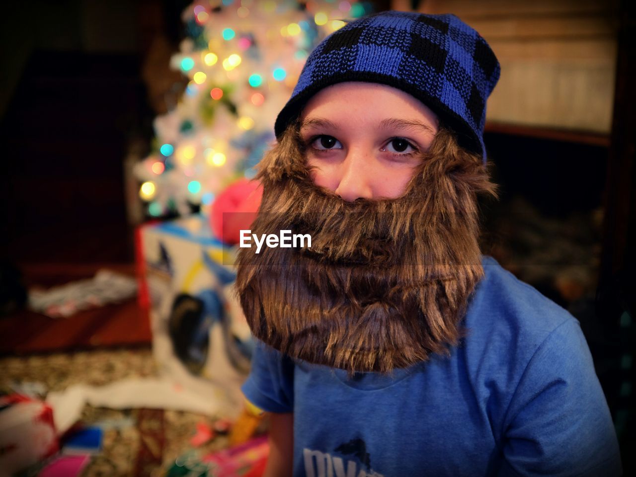 Boy wearing fake beard