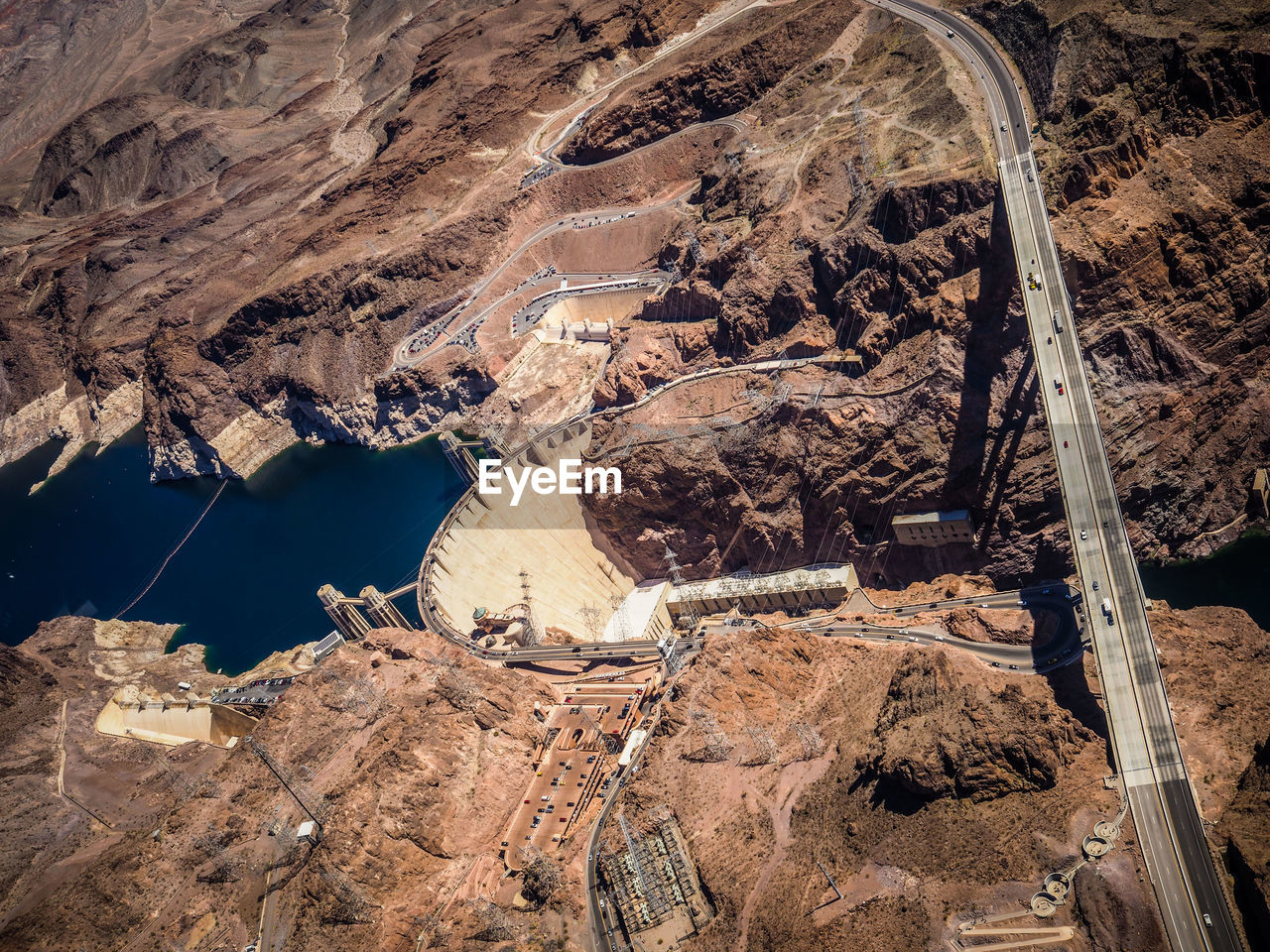 High angle view of dam