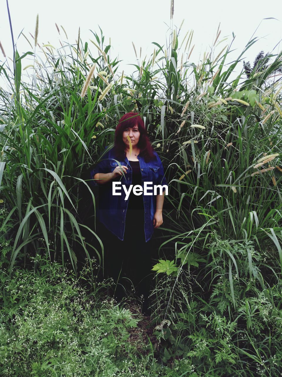 Portrait of woman standing amidst plant