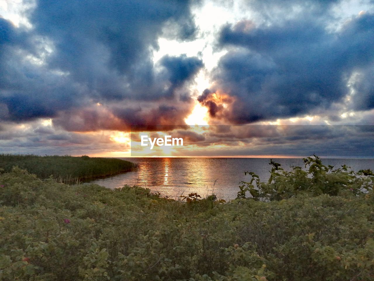 cloud, sky, water, beauty in nature, sea, nature, scenics - nature, sunset, land, beach, environment, plant, coast, no people, horizon, tranquility, dramatic sky, tranquil scene, shore, outdoors, horizon over water, landscape, dusk, grass, storm, evening, travel destinations, sunlight, cloudscape