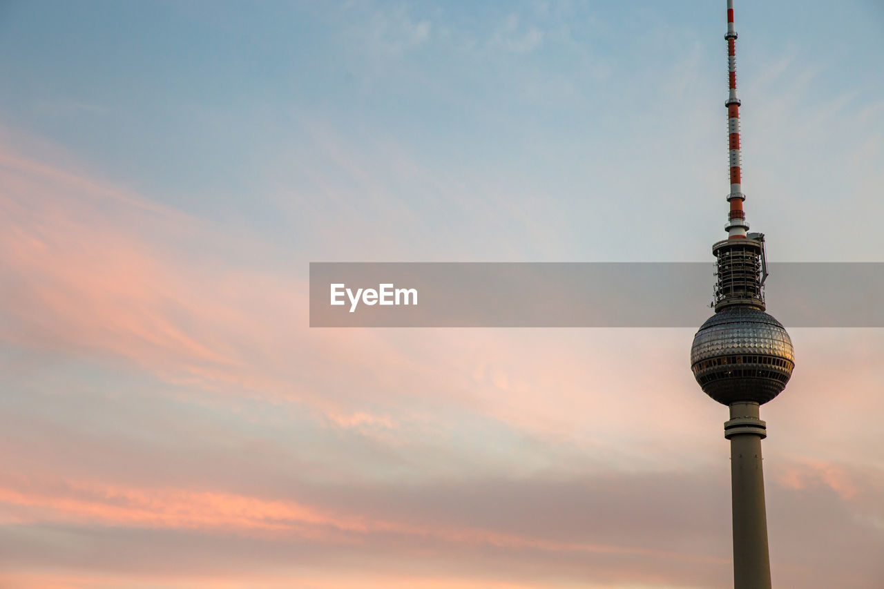 Low angle view of fernsehturm against sky