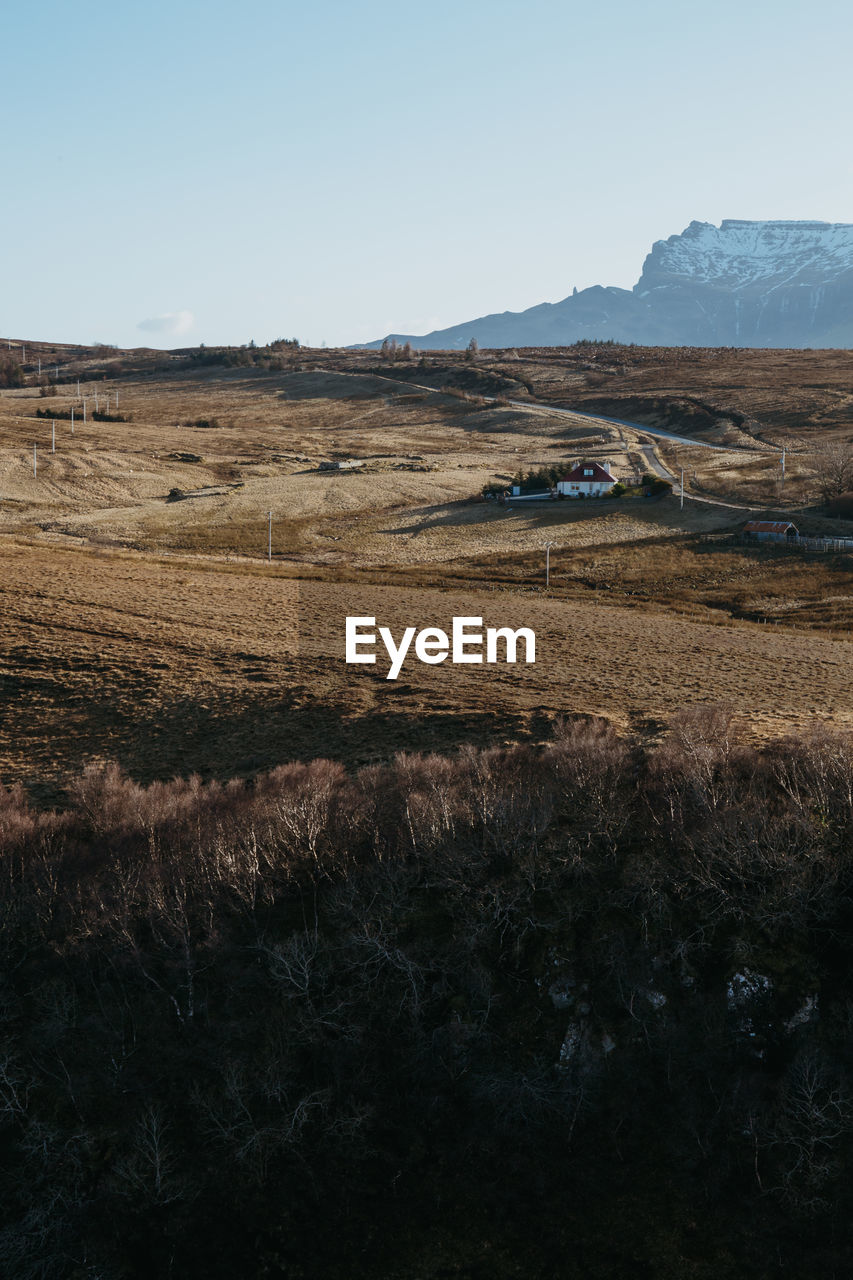 Scenic view of landscape against clear sky