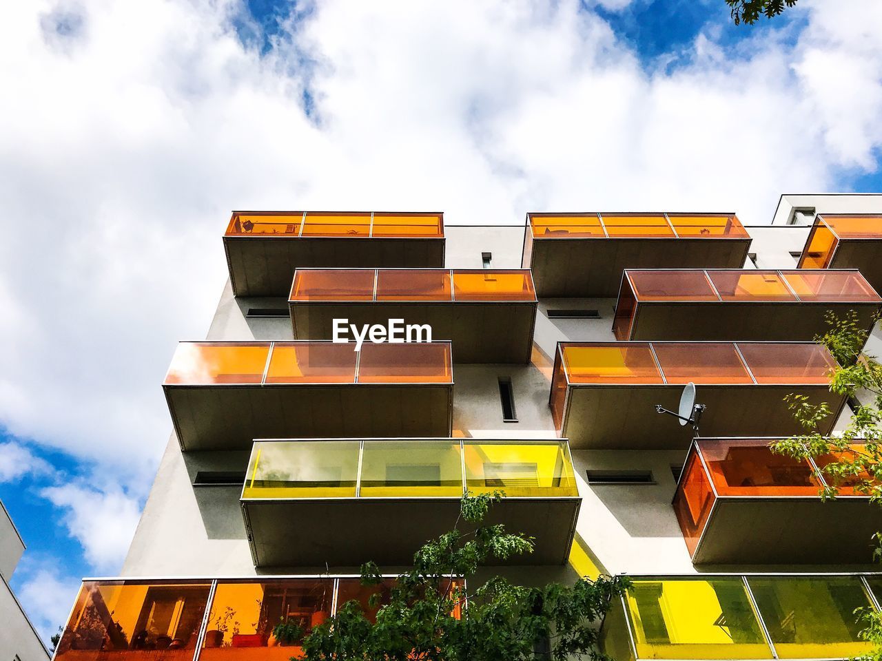 Low angle view of residential building against sky