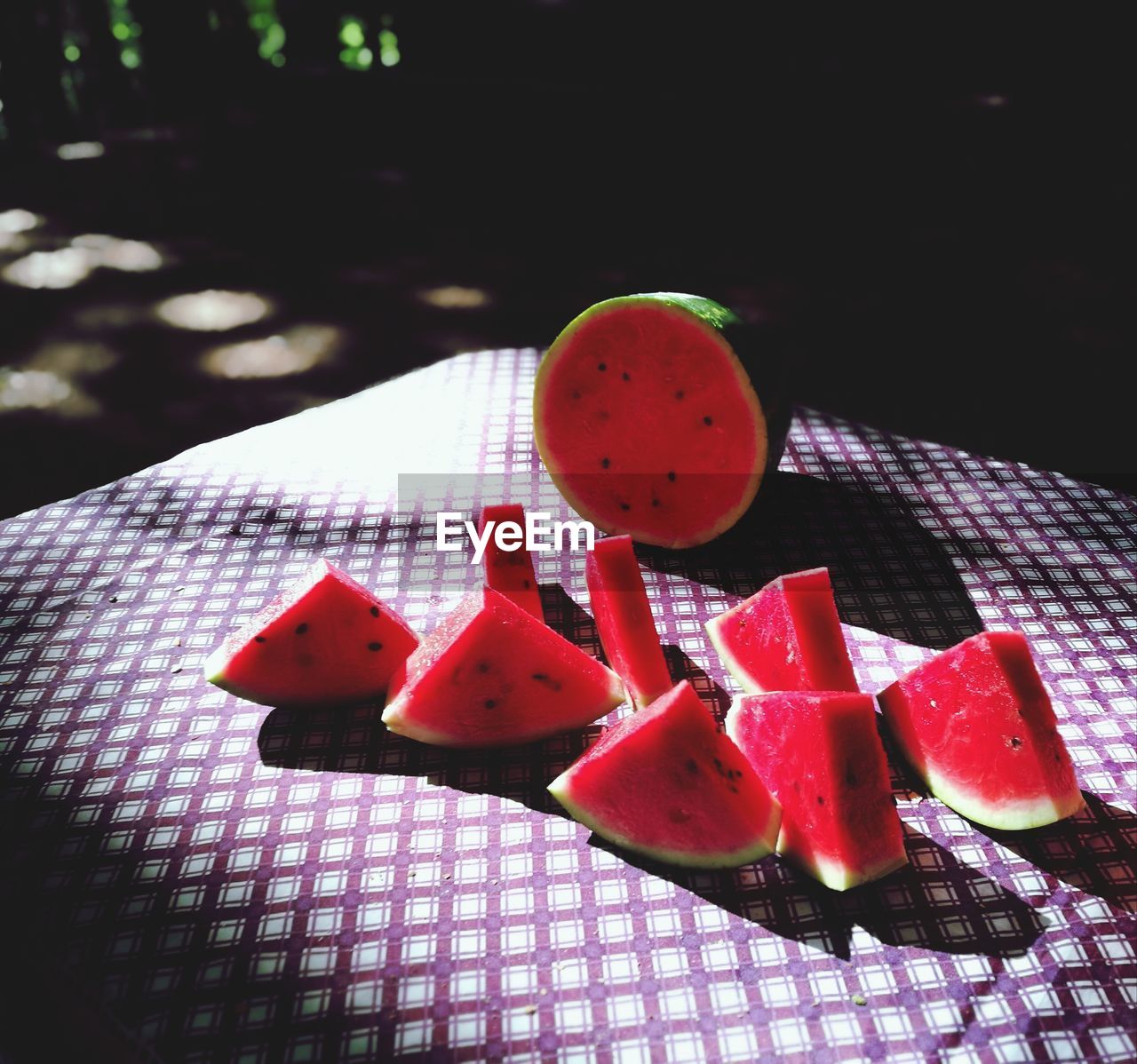 High angle view of watermelon on table