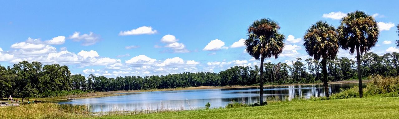 PANORAMIC VIEW OF LAKE AGAINST SKY