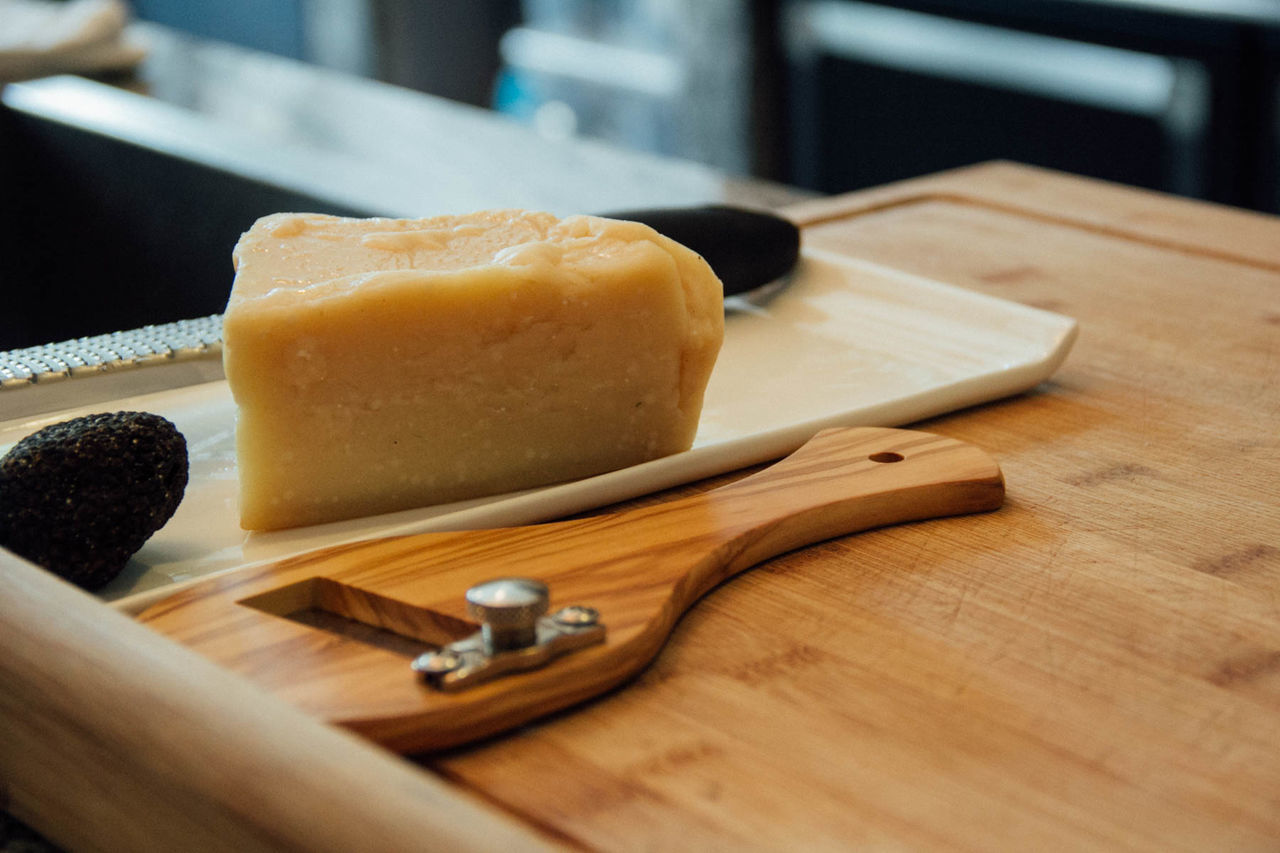 Close-up of cheese on table