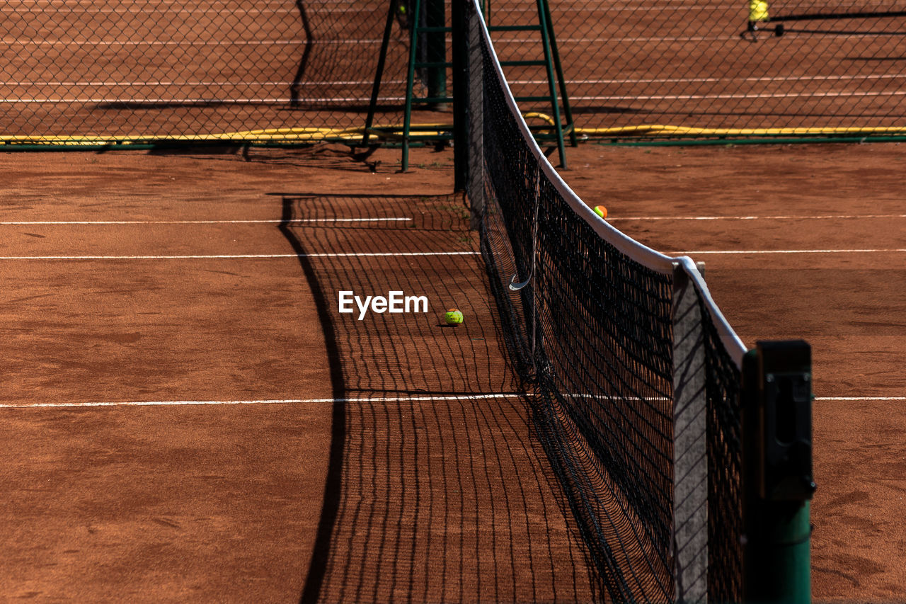 High angle view of tennis court