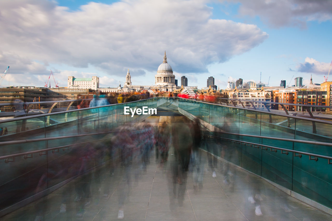 Millennium bridge and st pauls cathedral in london,uk