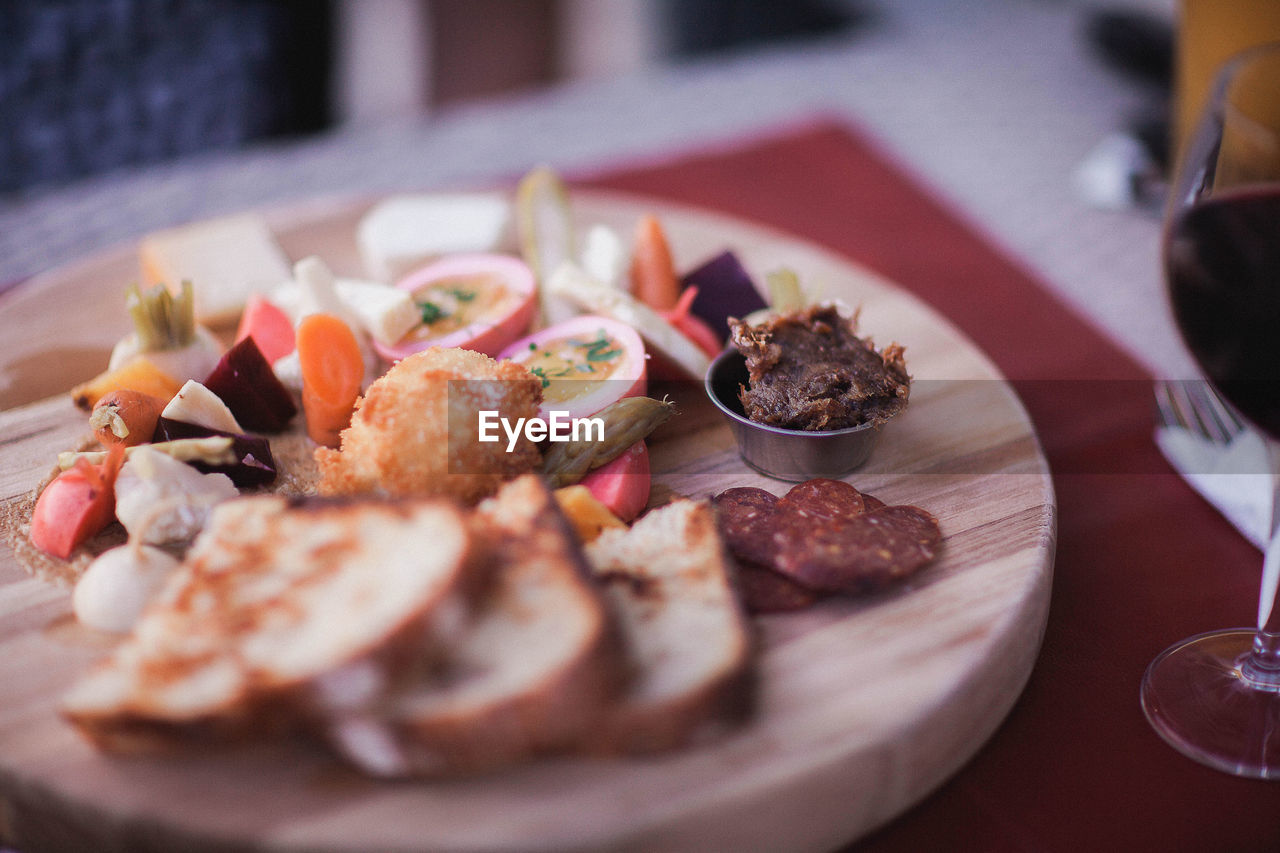 Close-up of food on cutting board