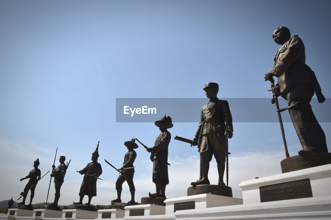 Low angle view of statue against clear sky