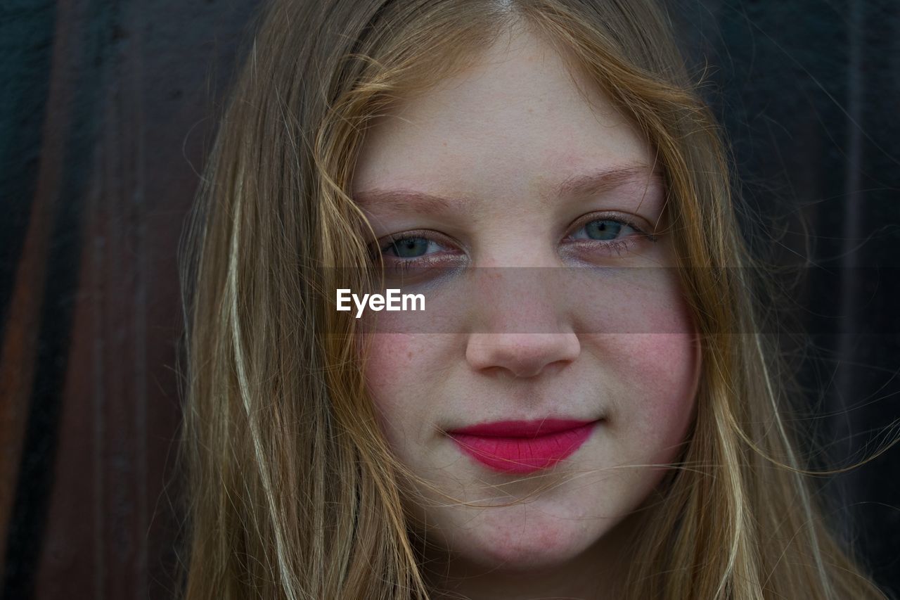 Close-up portrait of beautiful teenage girl