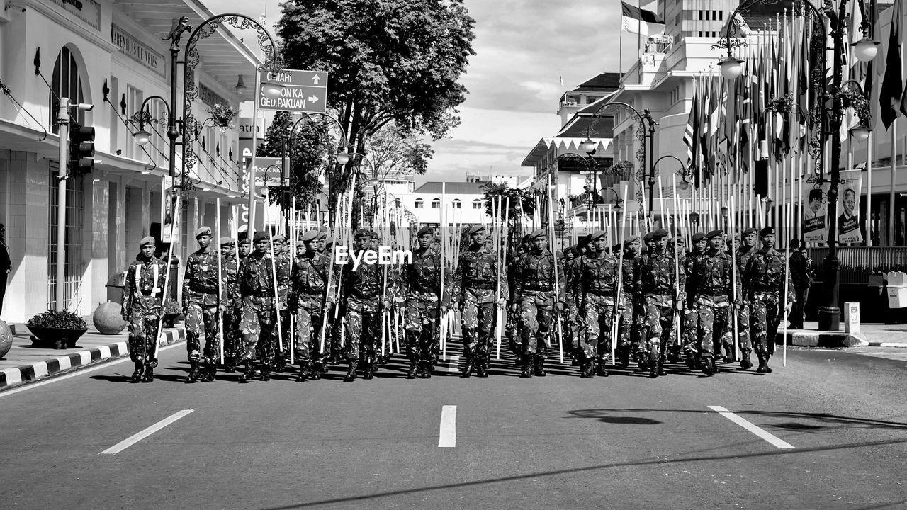 Soldiers on street during parade