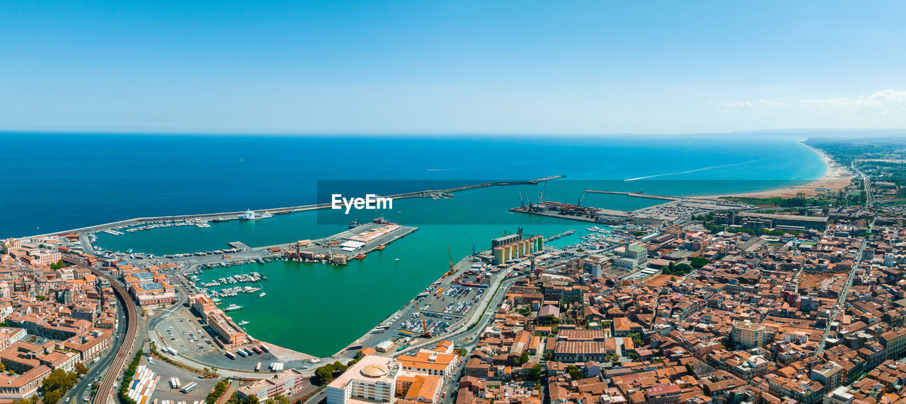 Aerial view on via etnea in catania. dome of catania and the main street with the background