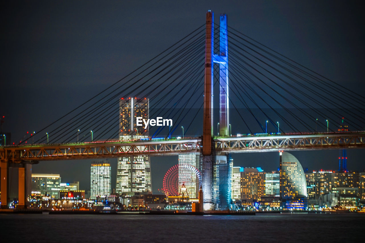 SUSPENSION BRIDGE AT NIGHT