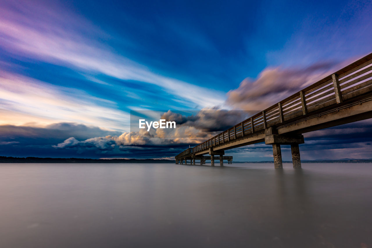 Bridge over river against blue sky