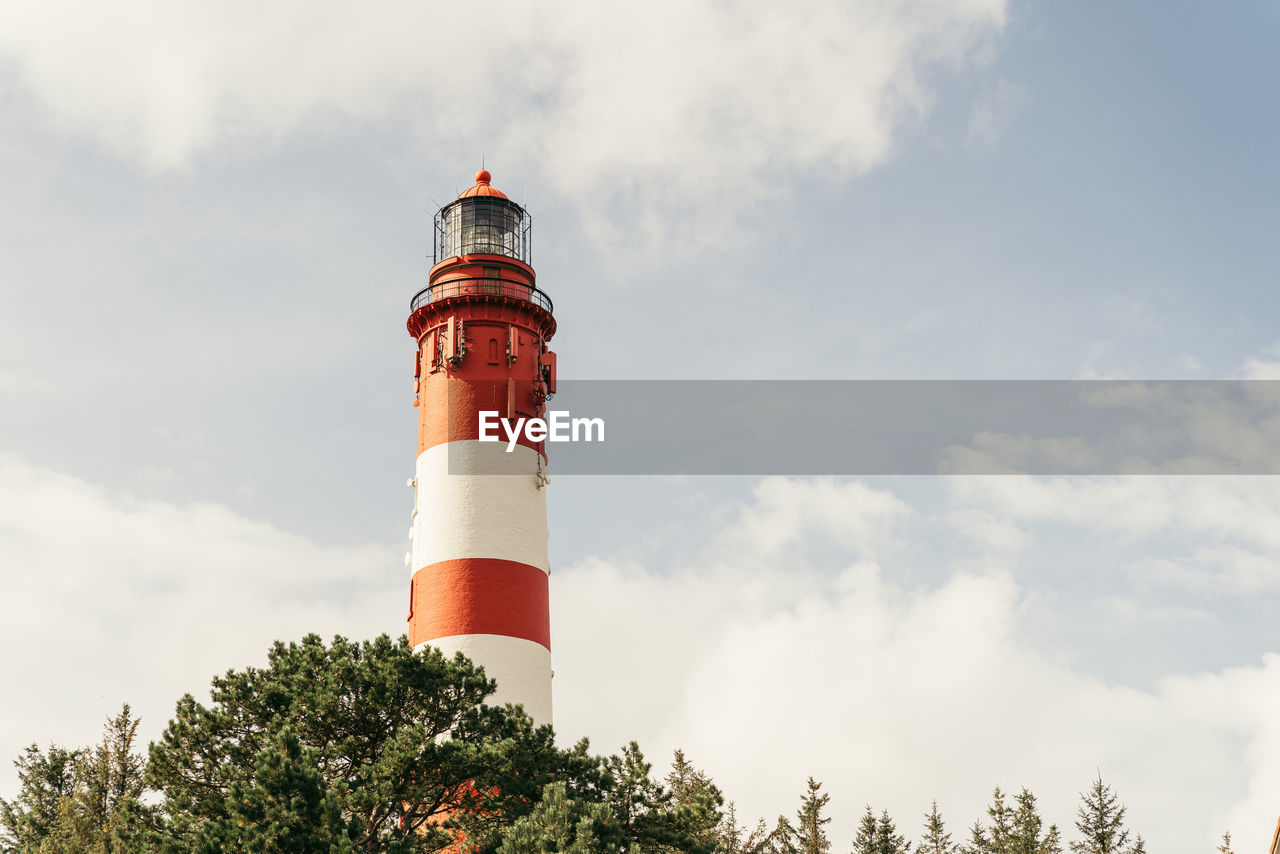 Low angle view of lighthouse amrum against sky