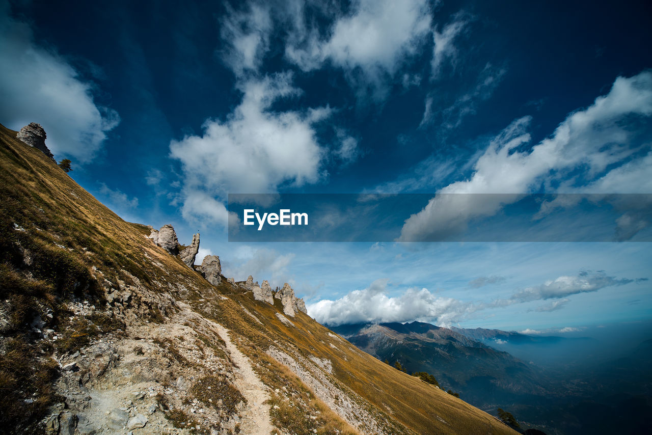 Low angle view of mountain against sky