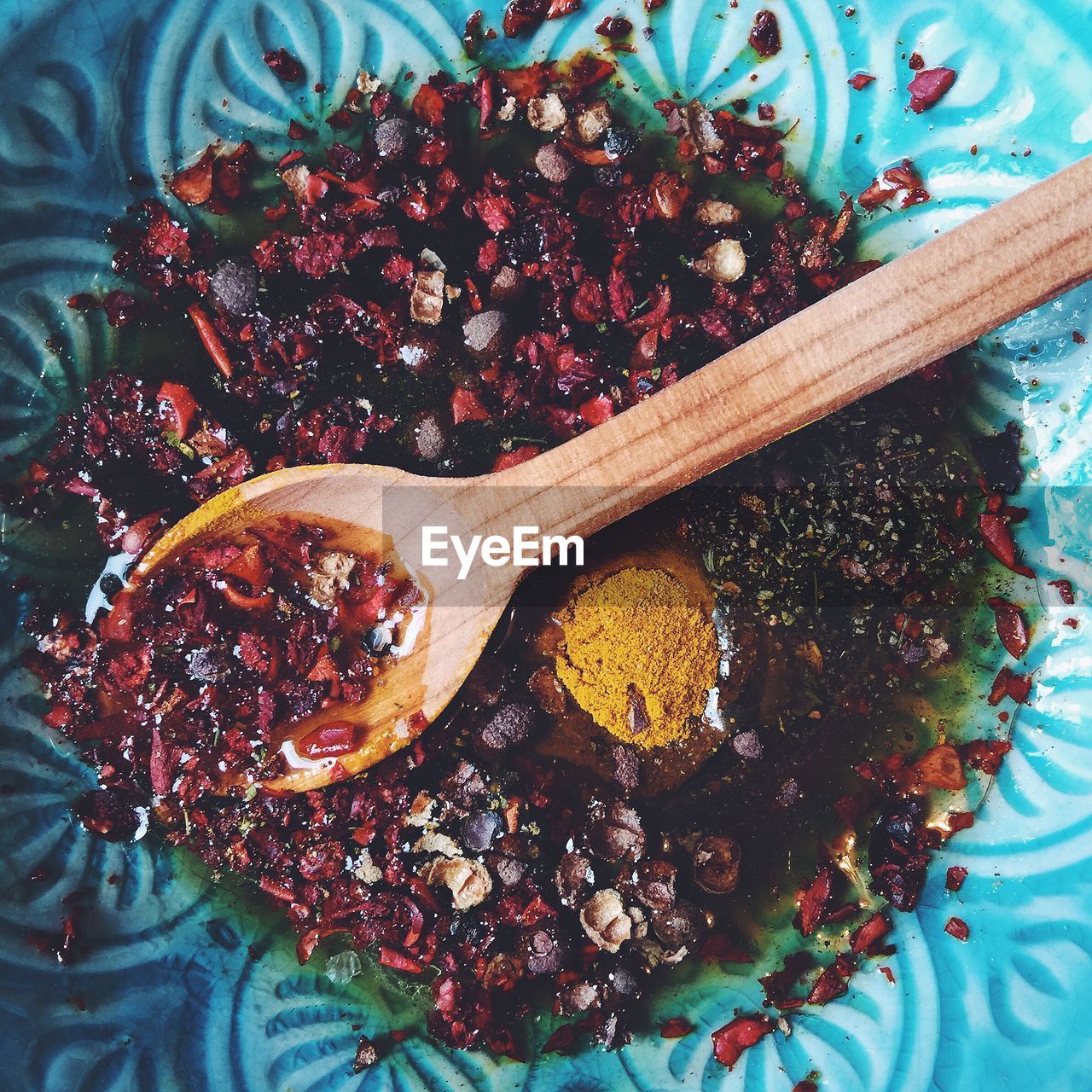 Close-up high angle view of spices