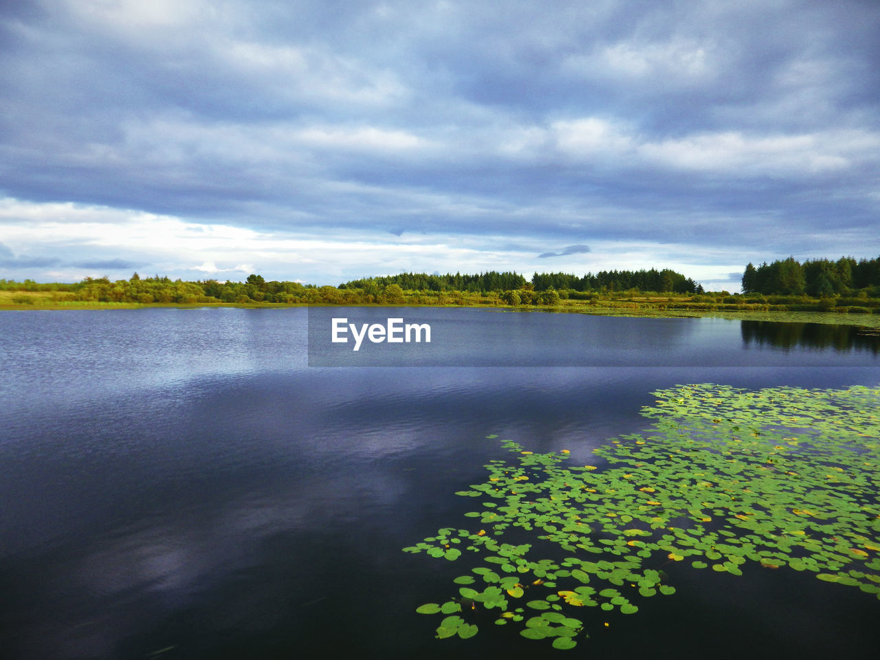 Reflection of clouds in calm lake