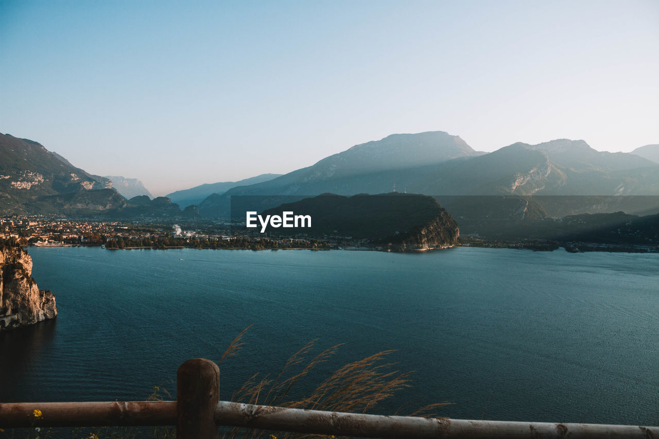 Scenic view of sea against clear sky