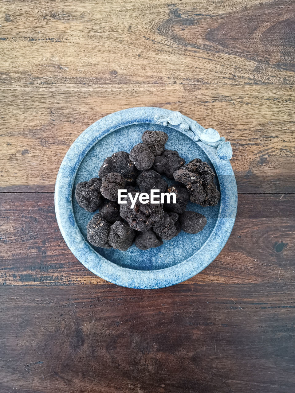 High angle view of fruits in bowl on table