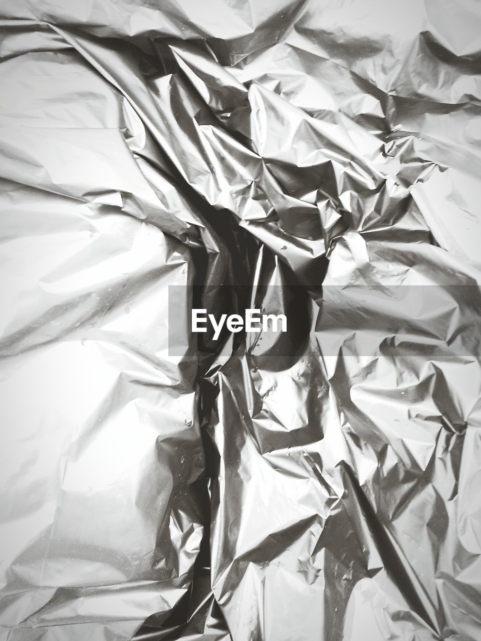 Full frame shot of crumpled aluminum foil