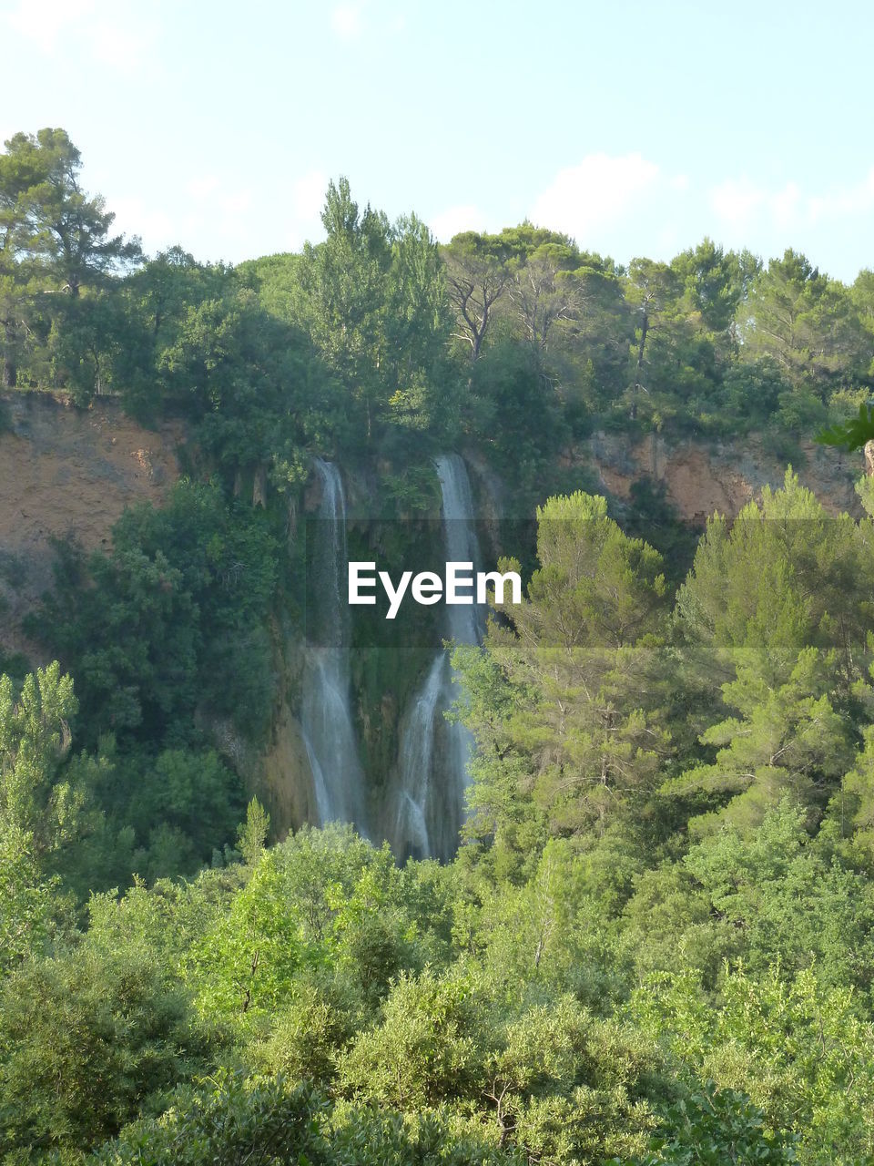 VIEW OF WATERFALL AGAINST TREES