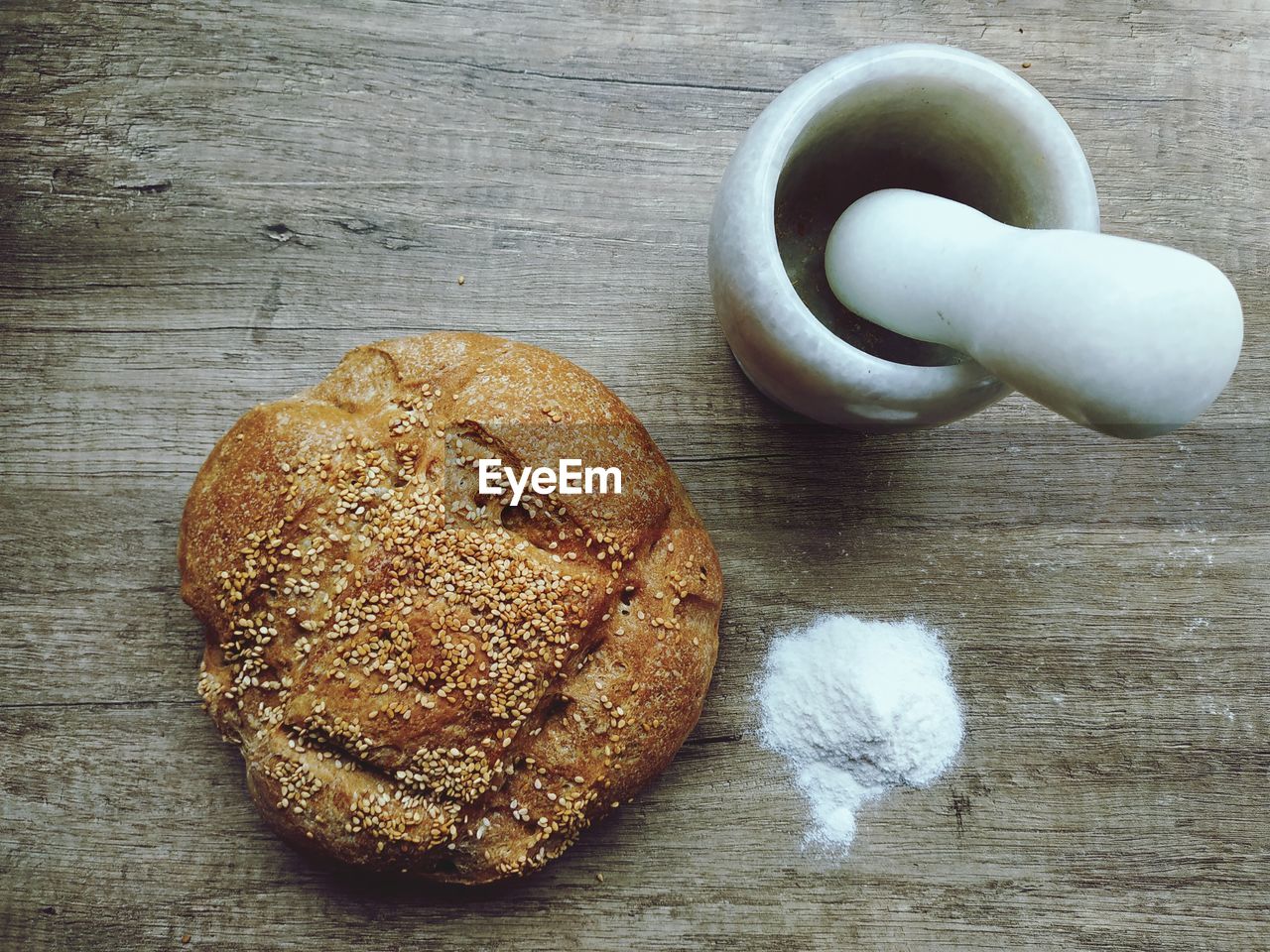 High angle view of breakfast on table