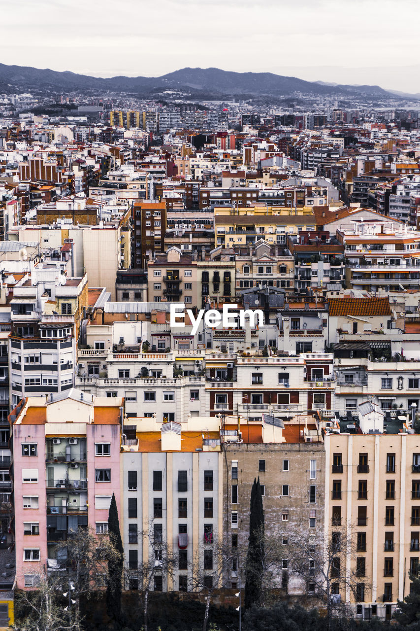 High angle view of townscape against sky