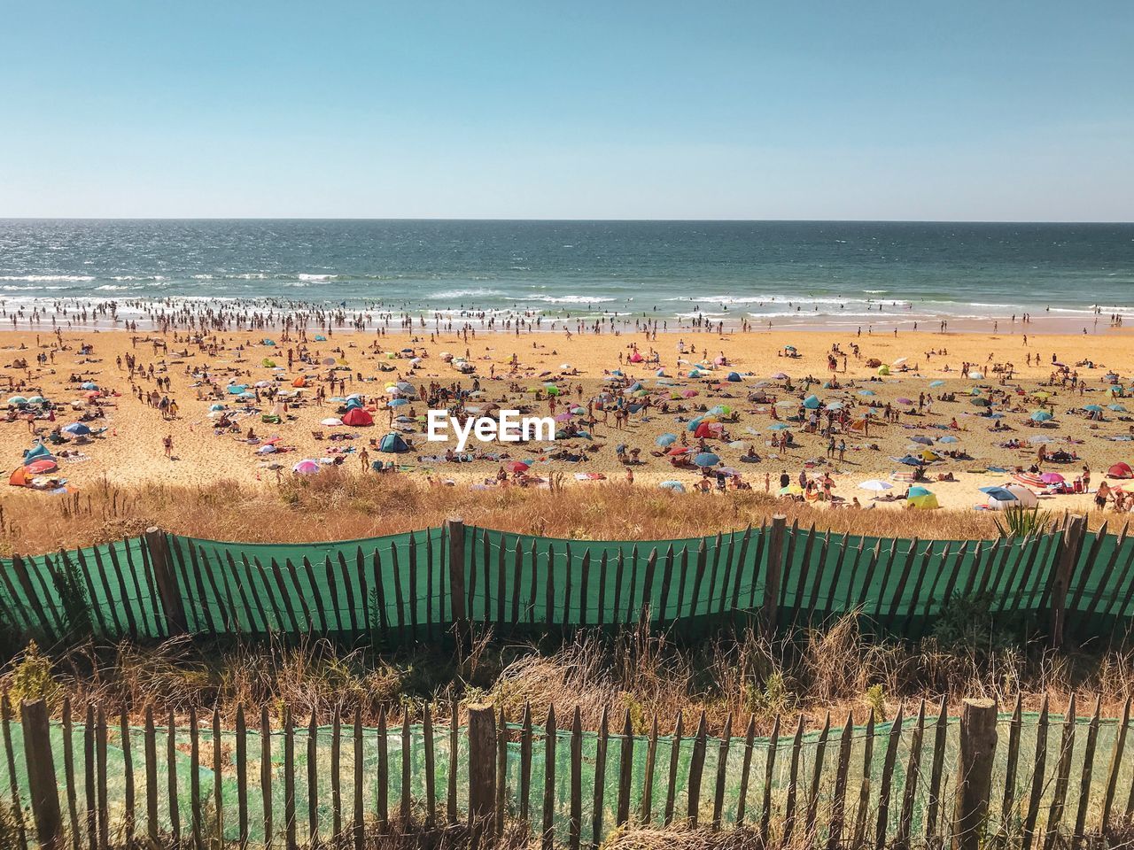 High angle view of people on beach