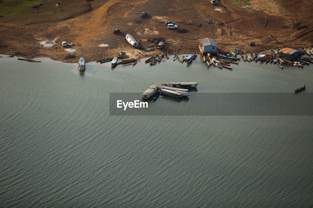 Aerial view of boats in the sea in brazil